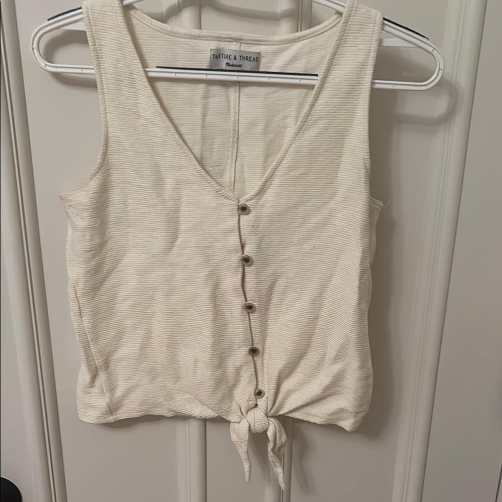 Madewell Cream Tie Front Sleeveless Tank Top